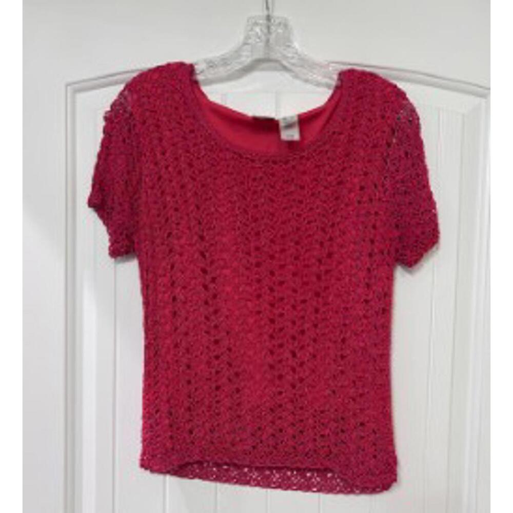 ✨ Emma James Dark Pink Crochet Top • Large *Spring & Summer Top - Picture 2 of 5